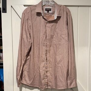 Johnston & Murphy Men's Tan and White Plaid Shirt